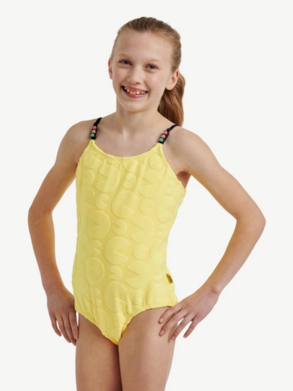 Justice Girls Terry Pacman One-Piece Swimsuit, Bathing Suit Size M (10) NEW